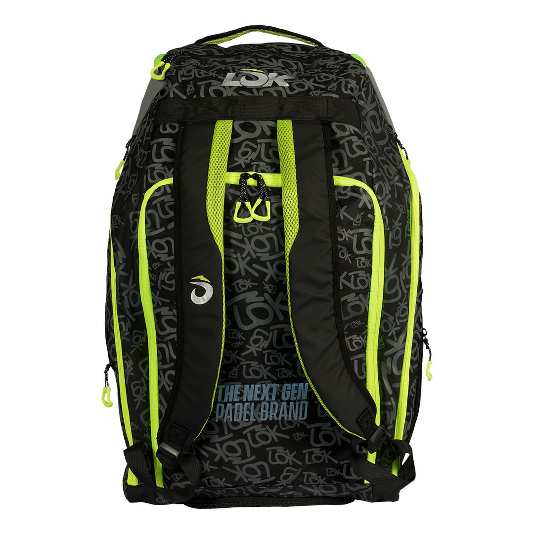 LOK - RACKET BAG MAXX GEN 2 BLACK GREY AND GREEN LIME