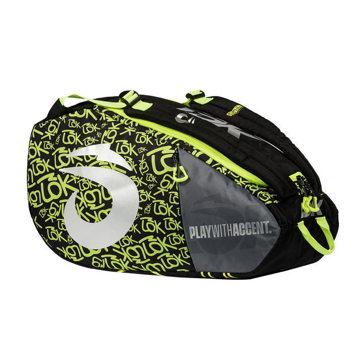 LOK - RACKET BAG GEN 2 BLACK, GREY, AND GREEN LIME
