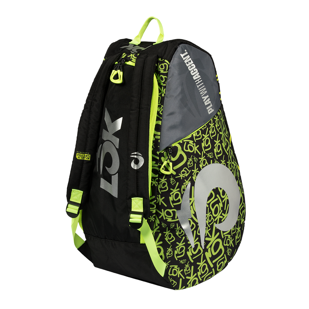 LOK - RACKET BAG GEN 2 BLACK, GREY, AND GREEN LIME