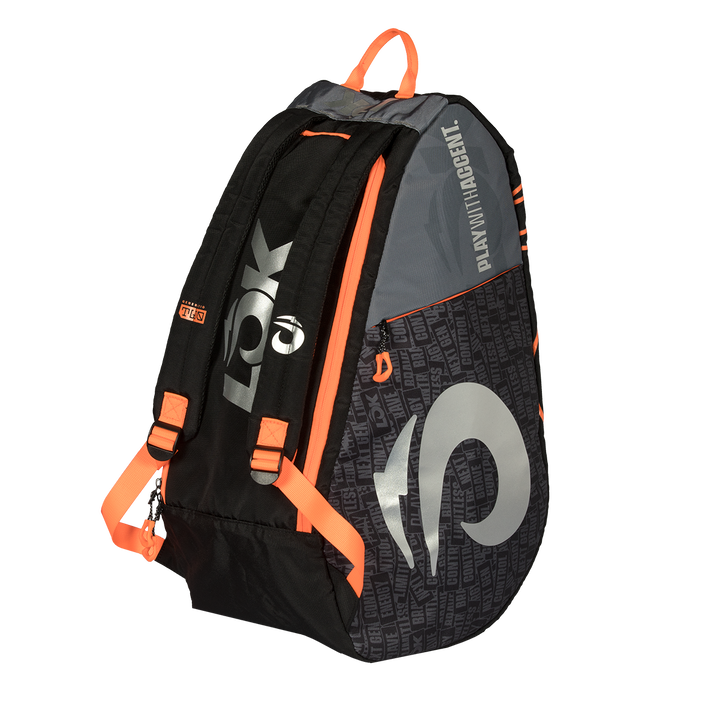 LOK - RACKET BAG GEN 2 BLACK, GREY, AND ORANGE