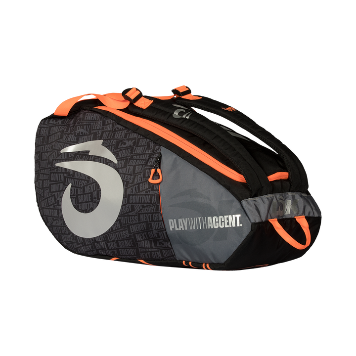 LOK - RACKET BAG GEN 2 BLACK, GREY, AND ORANGE